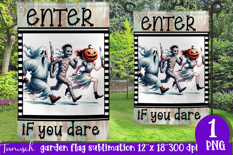 vintage Creepy sublimation Halloween Garden Flag PNG