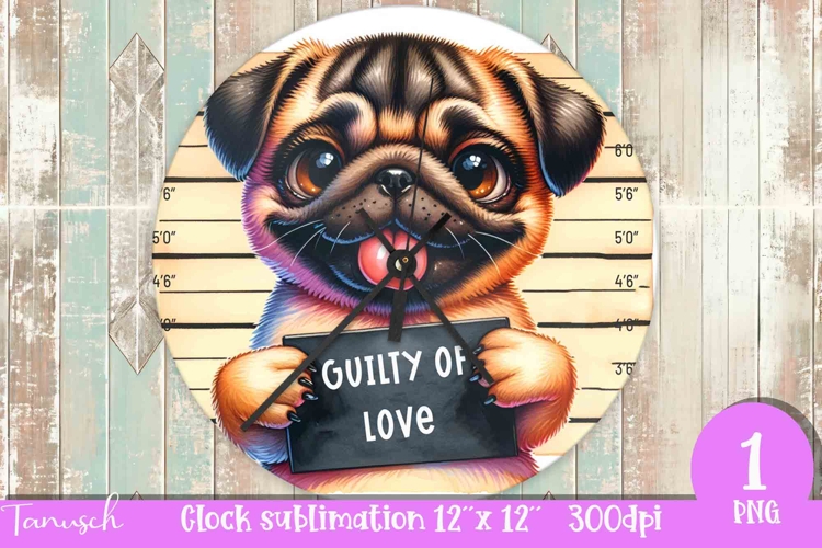 funny mugshot dog in prison Wall Clock sublimation design