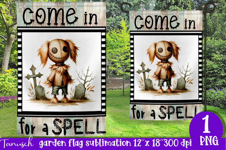 vintage Creepy sublimation Halloween Garden Flag PNG