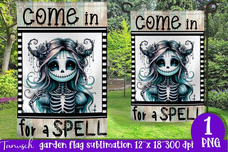 vintage Creepy sublimation Halloween Garden Flag PNG