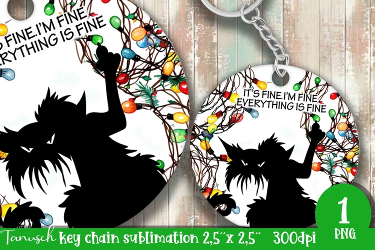 funny christmas keychain Its fine, Im fine design
