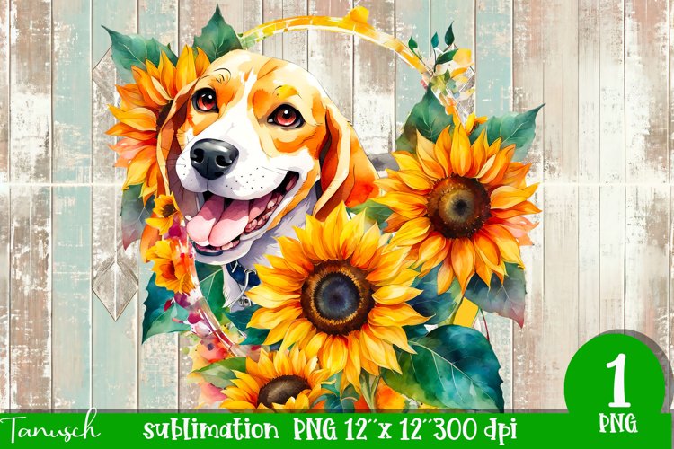 watercolor beagle dog sublimation PNG