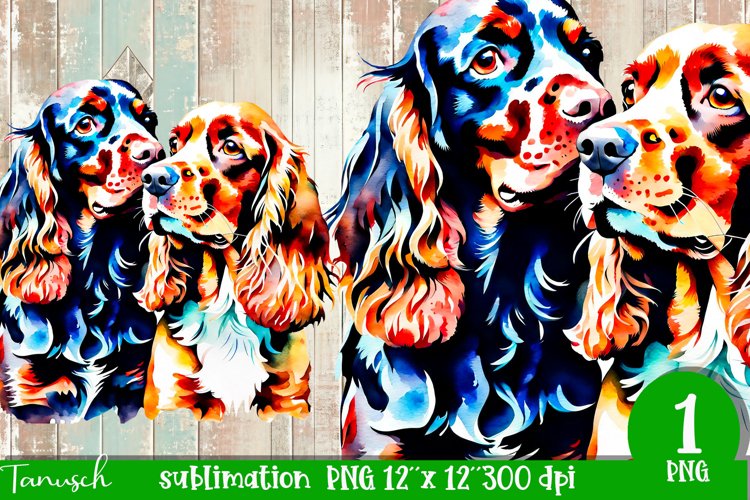 watercolor Cocker Spaniel dog sublimation PNG