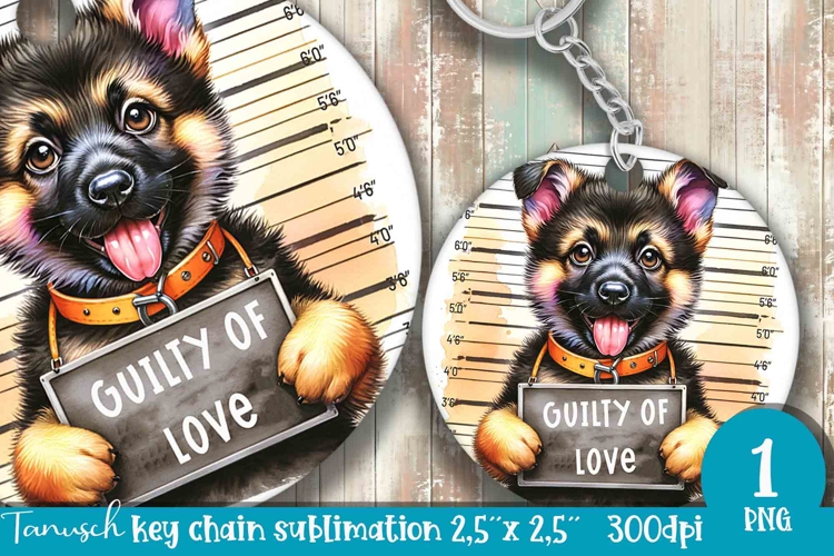 funny mugshot dog in prison Key chain sublimation design