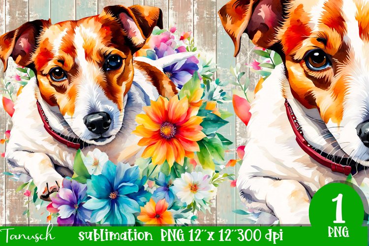 watercolor Jack Russel dog sublimation PNG