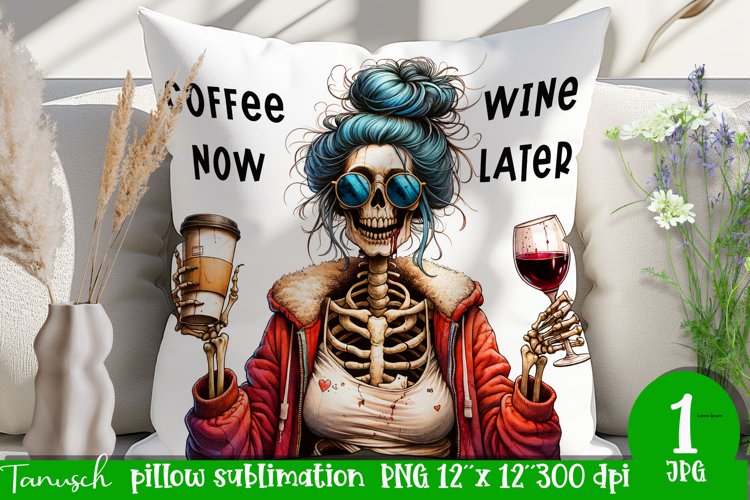 funny Wine pillow Sublimation / dead inside design