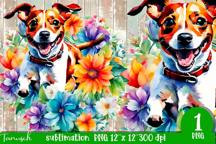 watercolor Jack Russel dog sublimation PNG