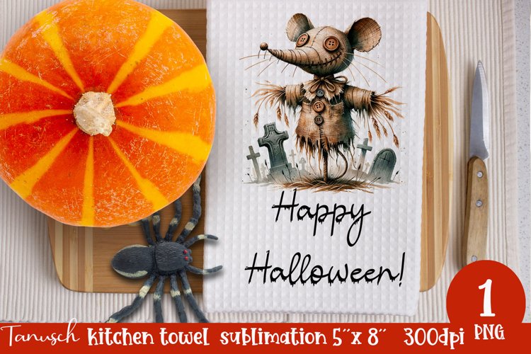 Creepy sublimation Halloween kitchen towel JPG