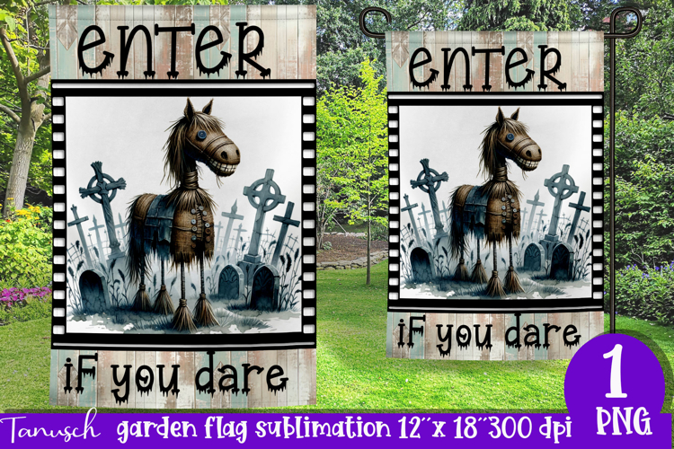 vintage Creepy sublimation Halloween Garden Flag PNG
