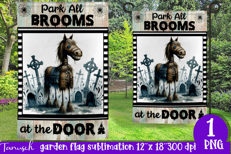 vintage Creepy sublimation Halloween Garden Flag PNG