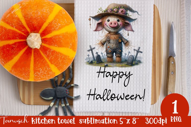 Creepy sublimation Halloween kitchen towel JPG