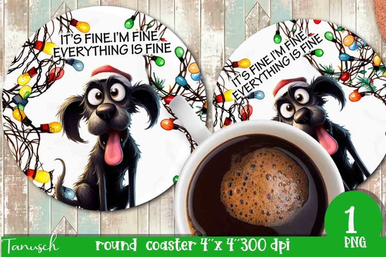 funny christmas round coaster Its fine, Im fine design