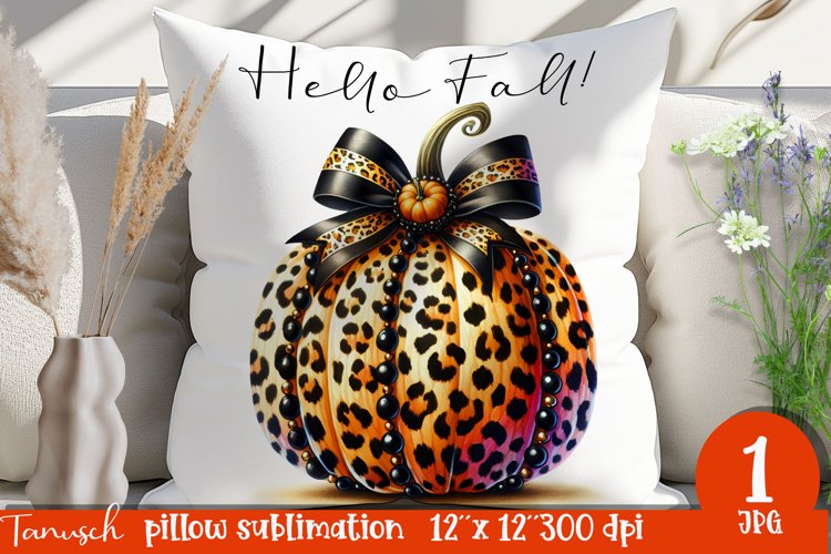 funny FALL Pumpkin Pillow with Bow sublimation JPG