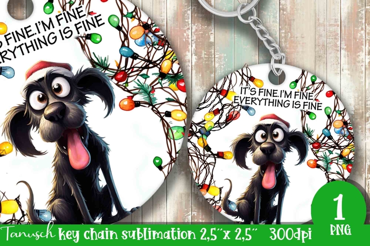 funny christmas keychain Its fine, Im fine design