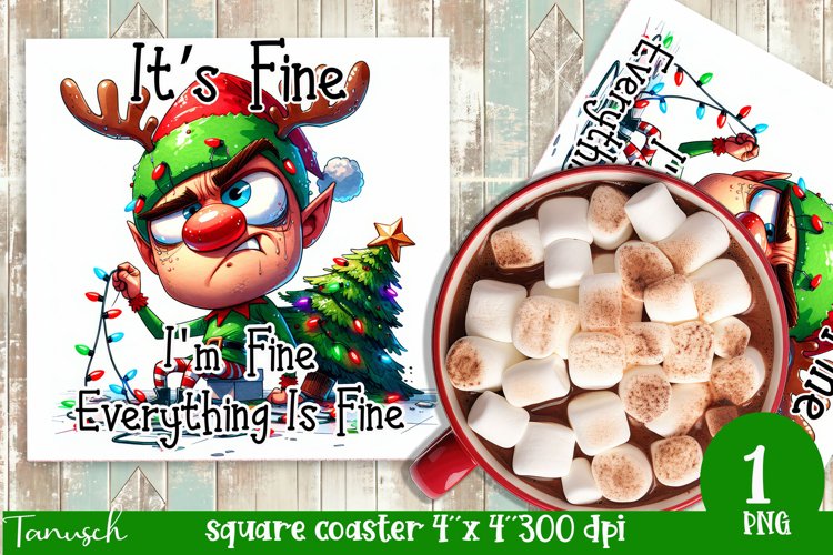 funny christmas ELF Square Coaster Sublimation Fine