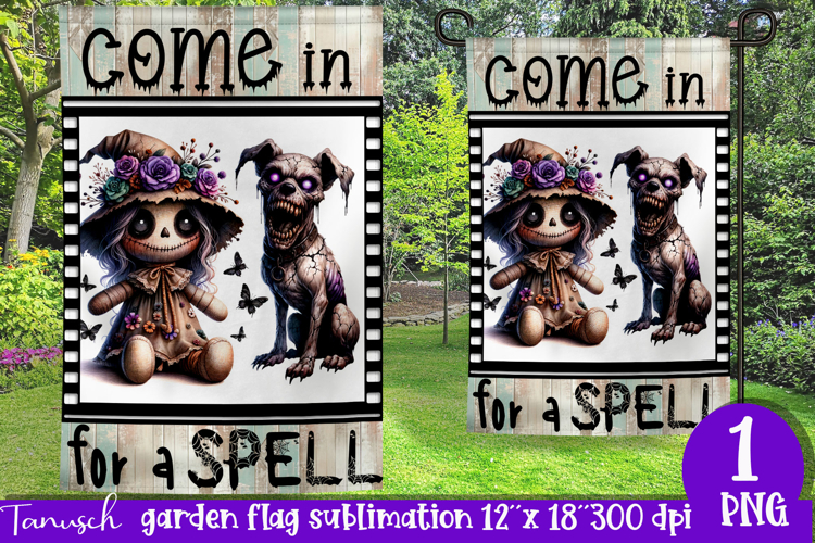 vintage Creepy sublimation Halloween Garden Flag PNG