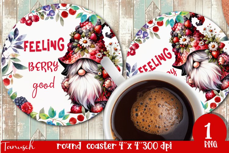 cute gnome Round Coaster Sublimation PNG
