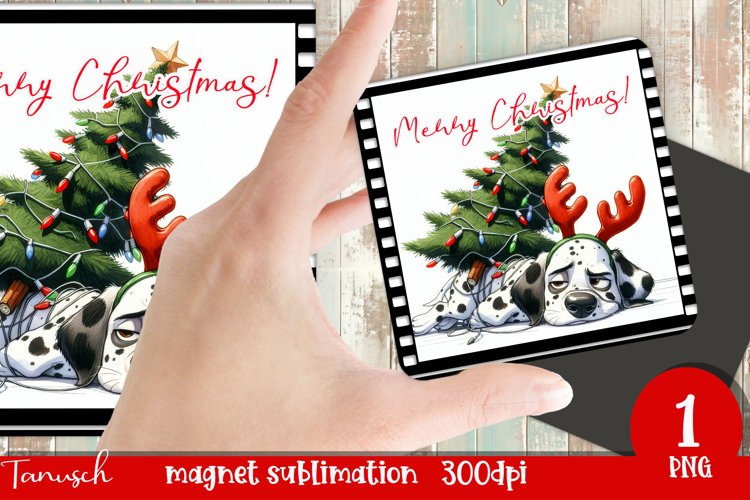 funny MERRY christmas MAGNET Sublimation PNG / dalmatian