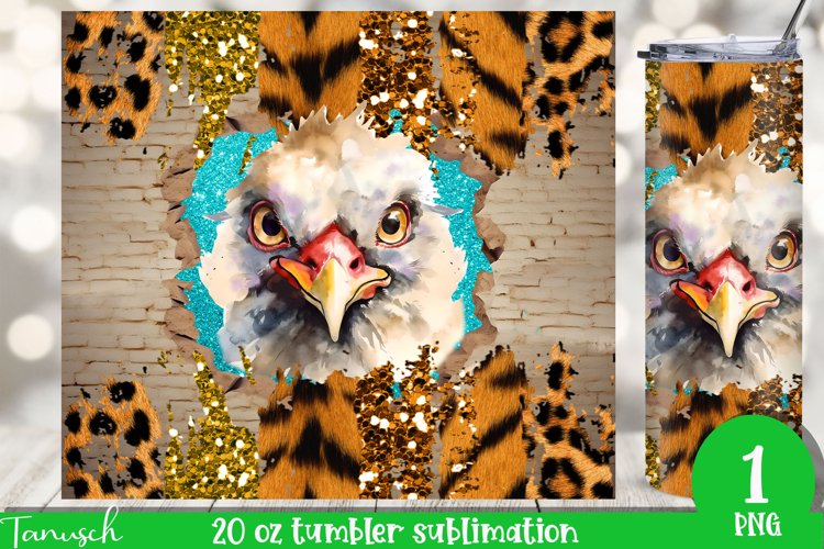 20 oz Tumbler peeking Chicken through wall hole Sublimation