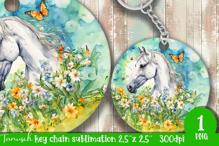 watercolor horse keychain Sublimation design PNG