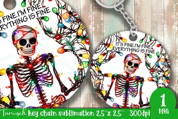 funny christmas keychain Its fine, Im fine design