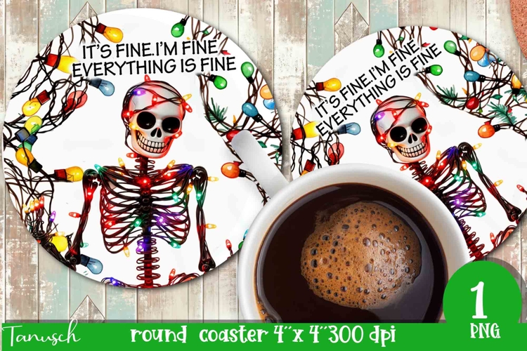 funny christmas round coaster Its fine, Im fine design