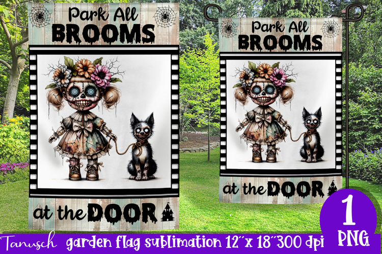 vintage Creepy sublimation Halloween Garden Flag PNG