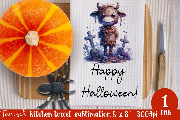 Creepy sublimation Halloween kitchen towel JPG