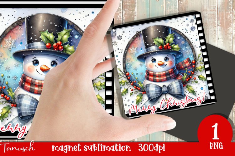 Christmas whimsical snowman magnet retro Sublimation