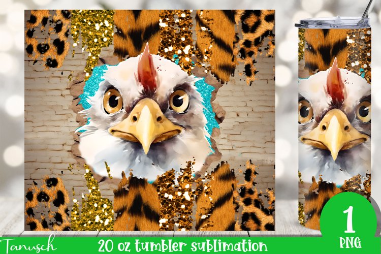 20 oz Tumbler peeking Chicken through wall hole Sublimation