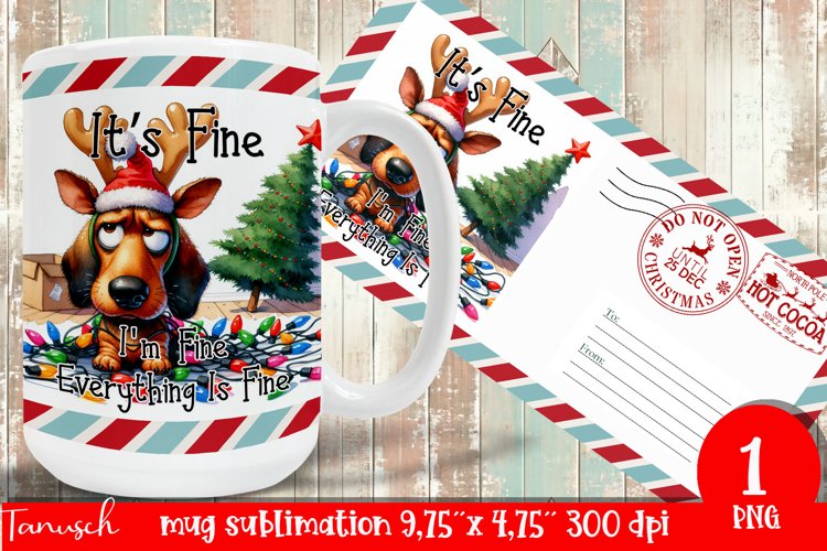 funny christmas DACHSHUND MUG Wrap Sublimation example image 1