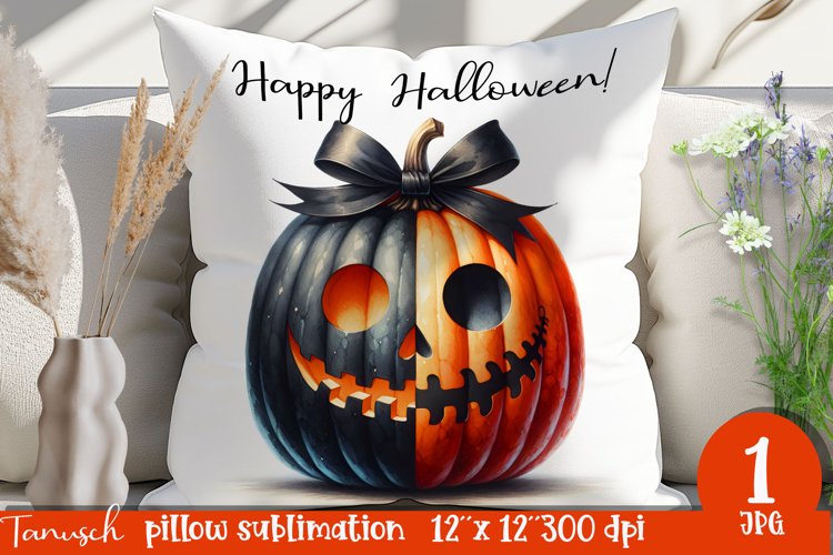 funny FALL Pumpkin Pillow with Bow sublimation JPG