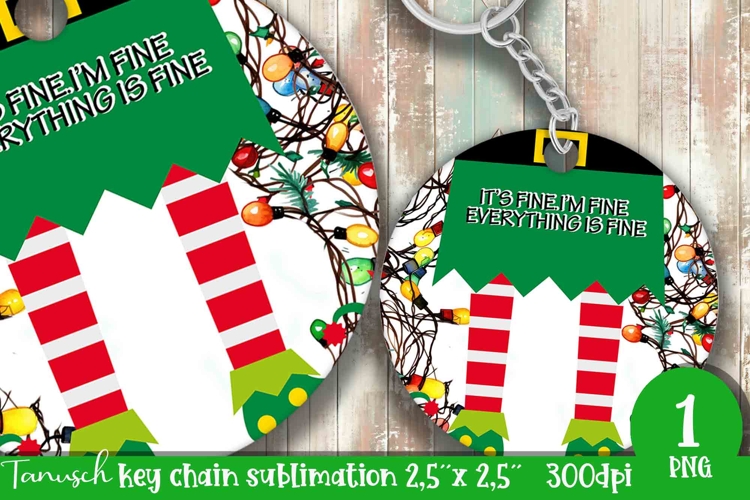 funny christmas keychain Its fine, Im fine design