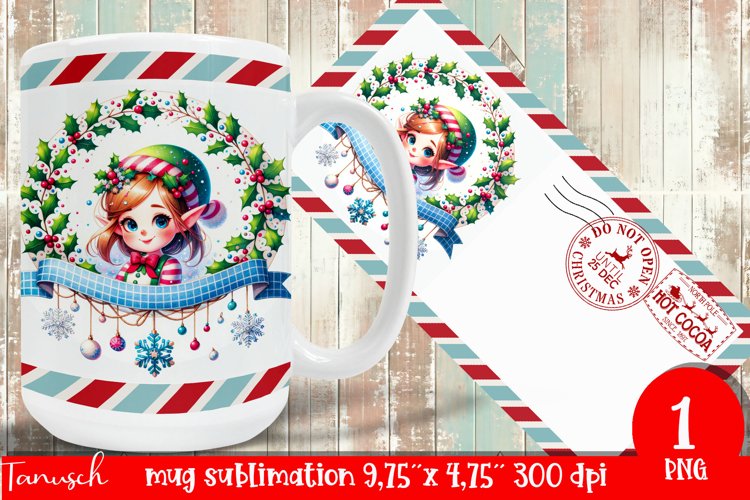 cute christmas MUG wrap Sublimation PNG example image 1