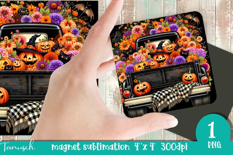 pumpkin full truck Halloween MAGNET sublimation PNG
