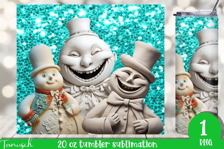 3d gothic christmas ugly snowman plaster 20oz tumbler
