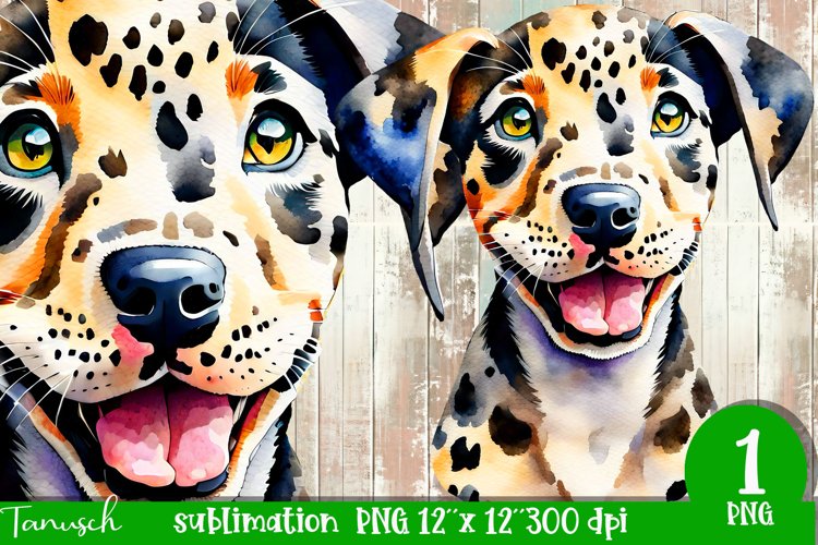 watercolor Catahoula Leopard dog sublimation mastiff PNG