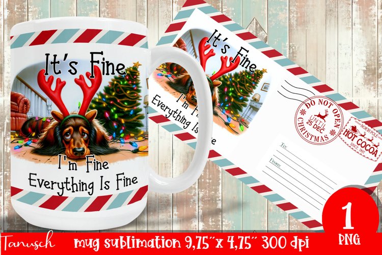 funny christmas DACHSHUND MUG Wrap Sublimation example image 1
