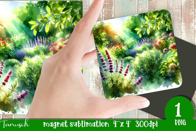 Herbs Garden magnet sublimation / watercolor JPG