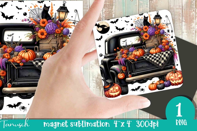 pumpkin full truck Halloween MAGNET sublimation PNG