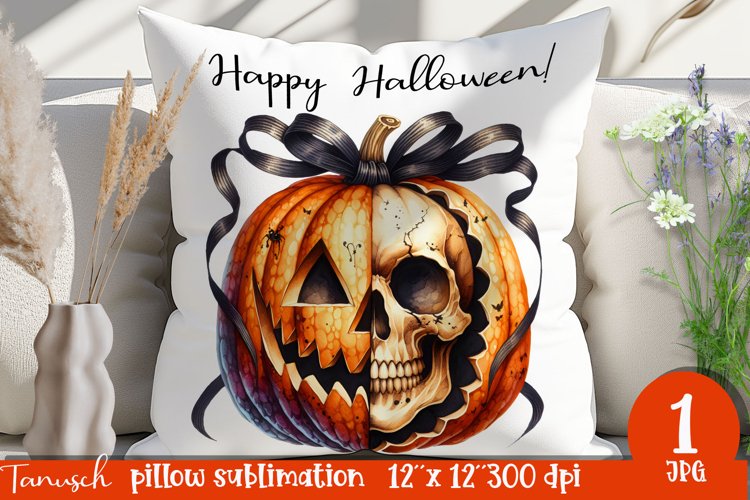 funny FALL Pumpkin Pillow with Bow sublimation JPG