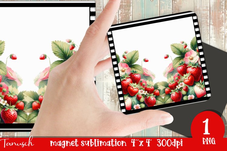 cute watercolor strawberry Magnet Sublimation PNG