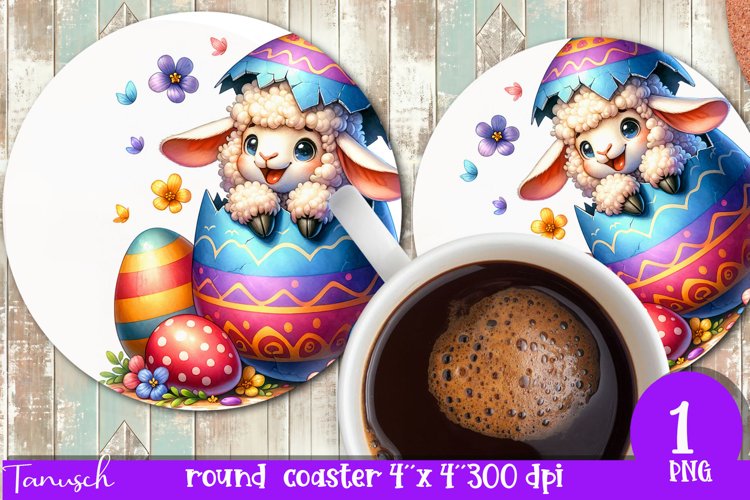 funny happy EASTER round coaster Sublimation hatching Egg