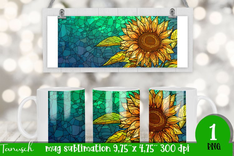 stained glass sunflower sublimation MUG design