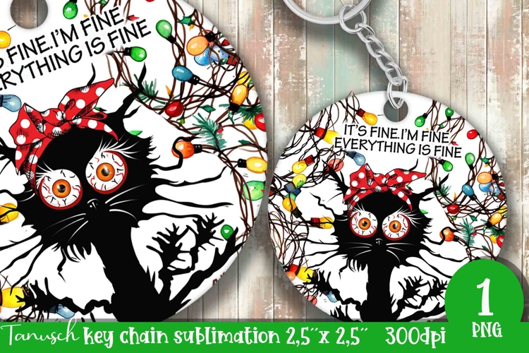 funny christmas keychain Its fine, Im fine design