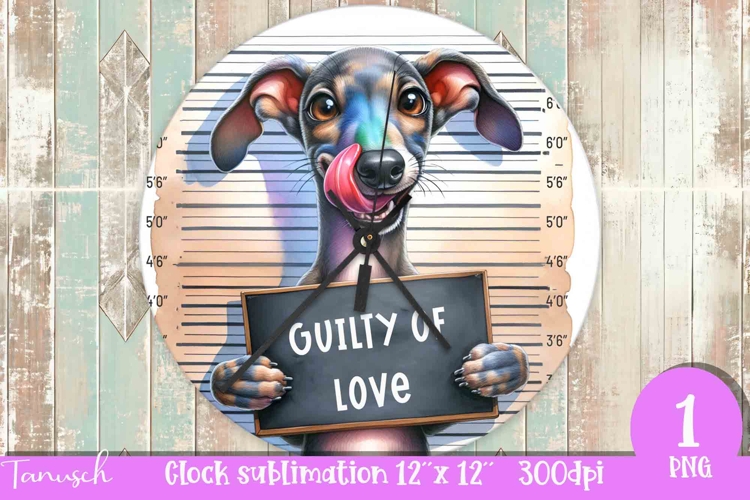 funny mugshot dog in prison Wall Clock sublimation design