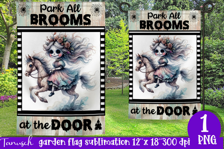 vintage Creepy sublimation Halloween Garden Flag PNG