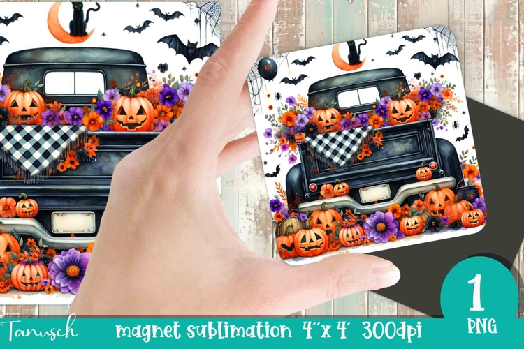 pumpkin full truck Halloween MAGNET sublimation PNG