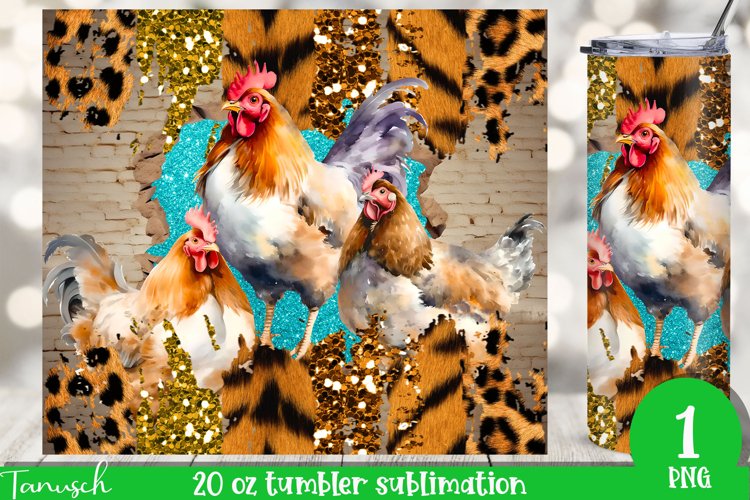 20 oz Tumbler peeking Chicken through wall hole Sublimation