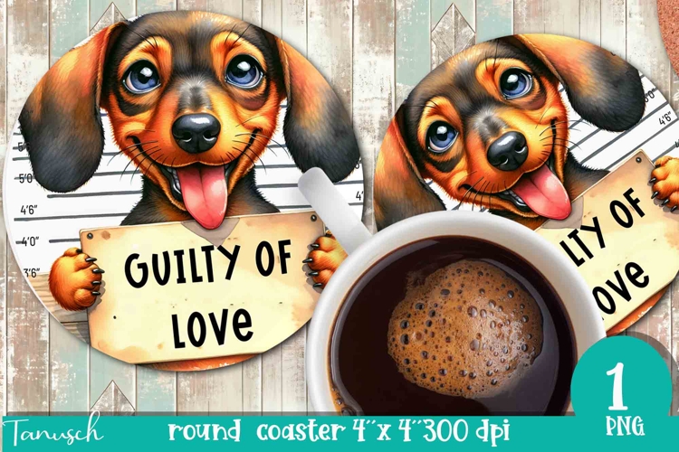 funny mugshot dog in prison Round Coaster sublimation design